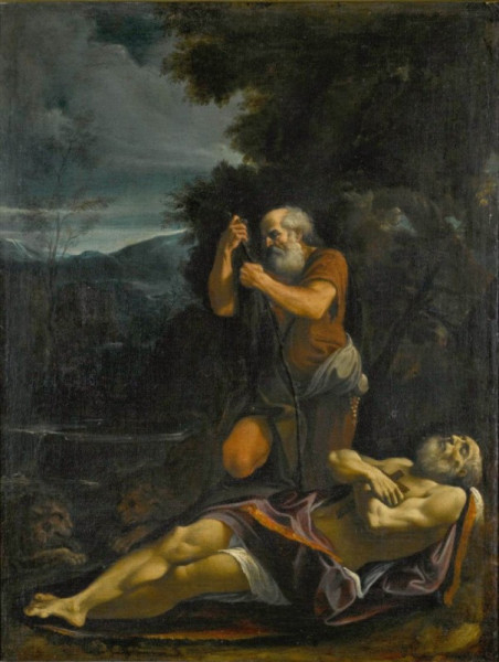Lorenzo Garbieri: Szent Antal eltemeti Szent Pált (1610-es évek)