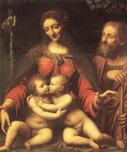 Bernardino Luini: A Szent Család a gyermek Jánossal (16. század)