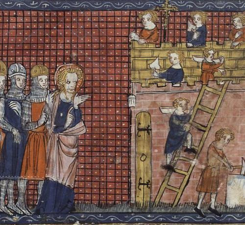Szent Bálint felügyeli a terni székesegyház építését (14. század)