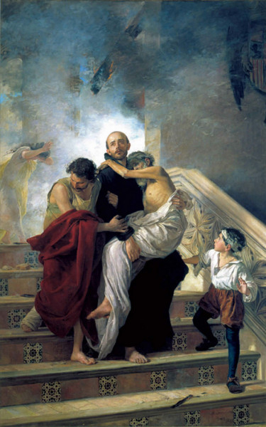 Manuel Gómez-Moreno González: Szent János kimenti a betegeket az égő kórházból (1880)