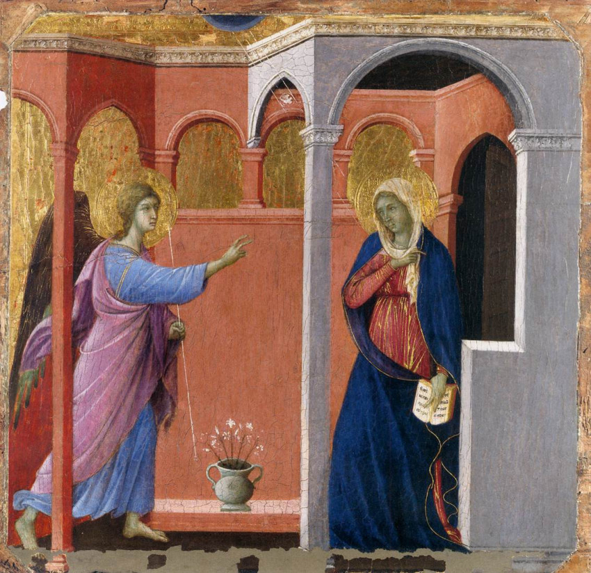 Duccio di Buoninsegna: Az angyali üdvözlet (1308-11)