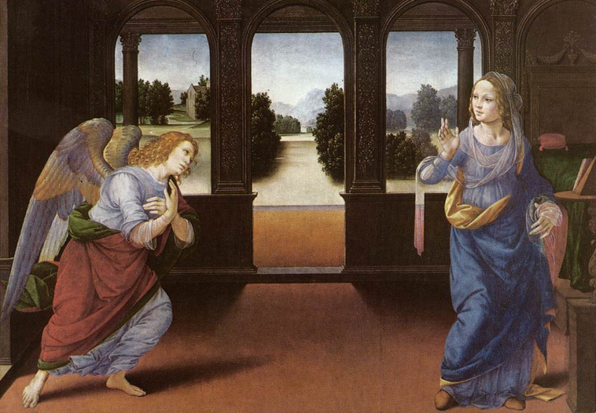 Lorenzo di Credi: Az angyali üdvözlet (1480-85)