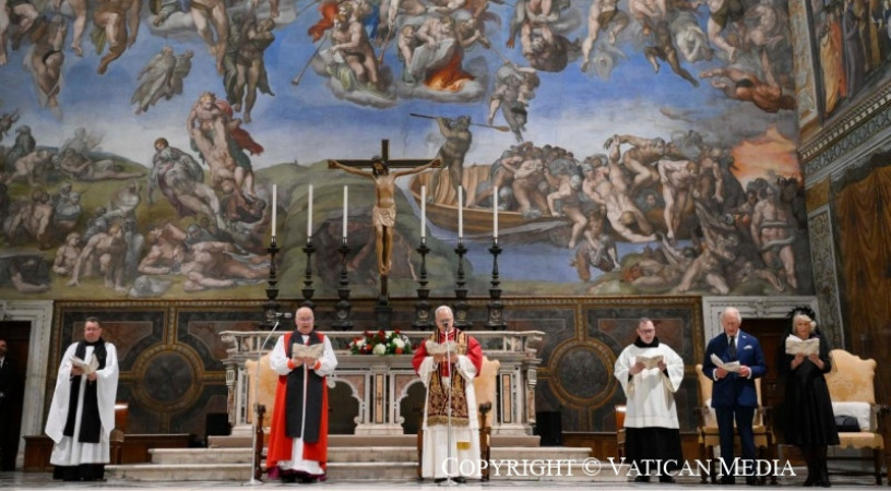 XIV. Leó pápa és az angol királyi pár ökumenikus imája a Sixtus‑kápolnában